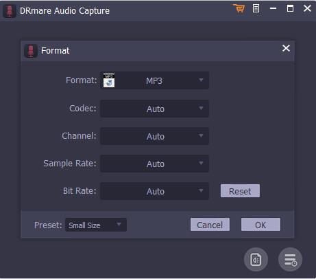 set audio format for audio files