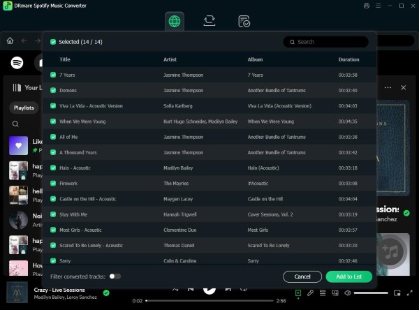 load spotify songs