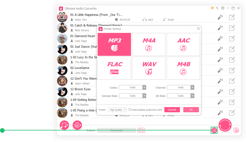 customize output audio formats for audio files