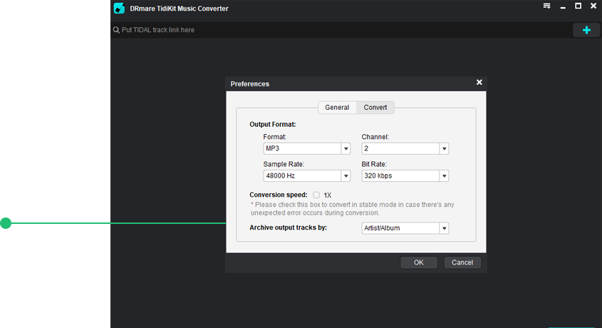 alter audio parameters for tidal songs