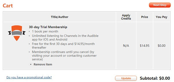 order audible books with free trial plan