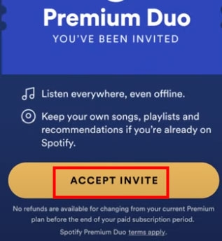 accept invite to join duo spotify