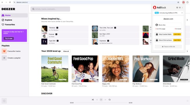 adblock browser extesion on deezer