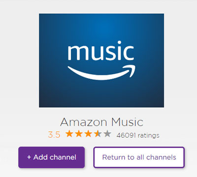 add amazon music app to roku channels