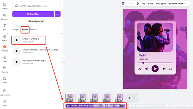 add apple music to canva timeline