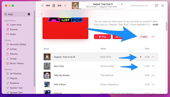 add apple music songs to library pc mac