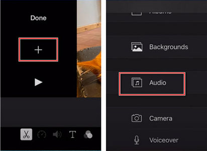 add audio to imovie mobile app