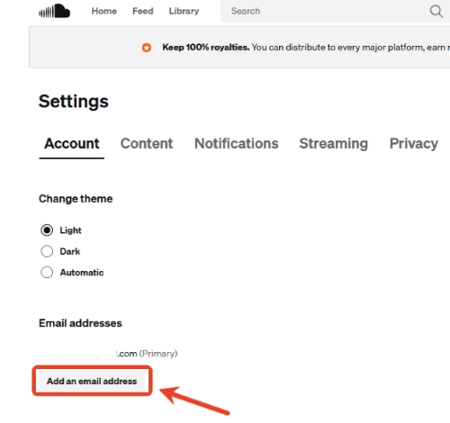 add email address on soundcloud