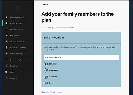 spotify add family member