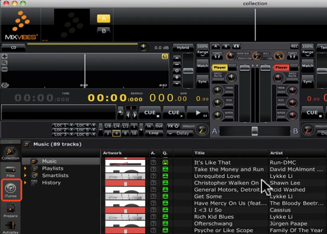 add apple music to mixvibes from itunes