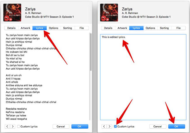 Add lyrics to iTunes