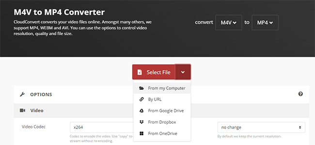 add m4v files to cloudconvert
