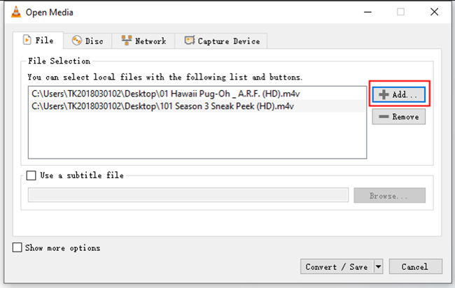 add m4v files to vlc