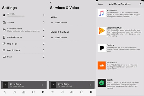 add music services to sonos