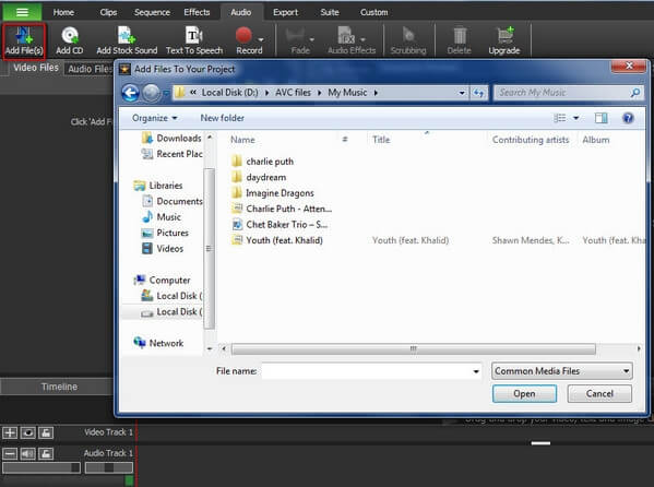 add spotify music to videopad video editor