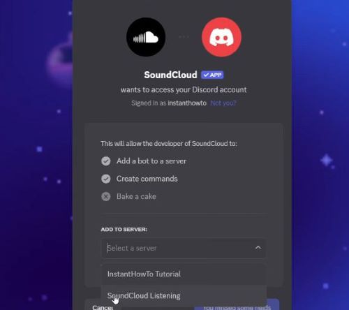 add soundcloud bot to a discord server