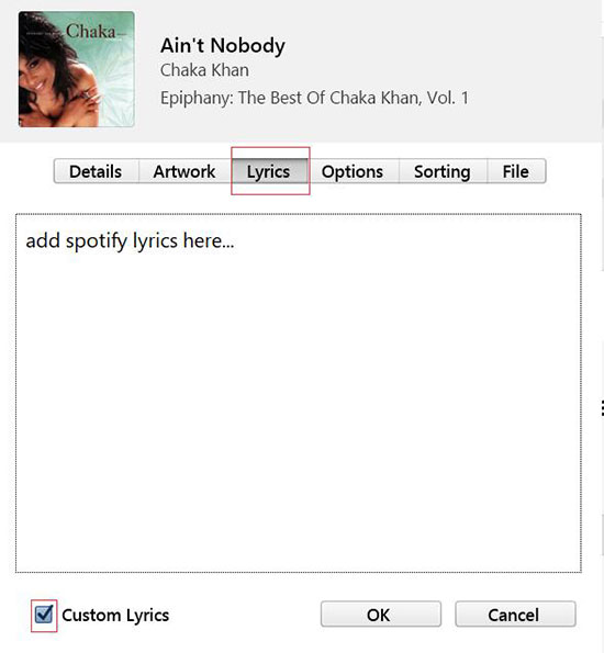 add lyrics to spotify by itunes