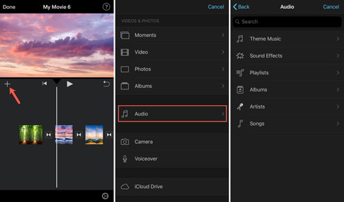 add music to imovie from tidal on ios devices