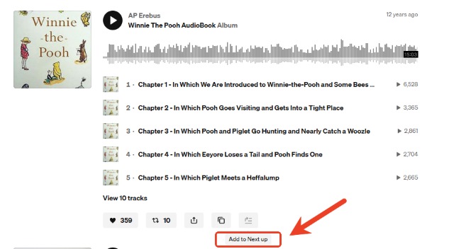 add to next up soundcloud