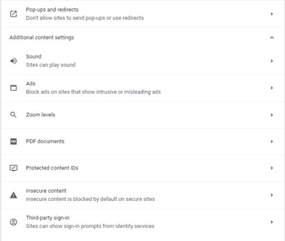 additional content settings chrome browser