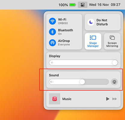 adjust mac sound on control center