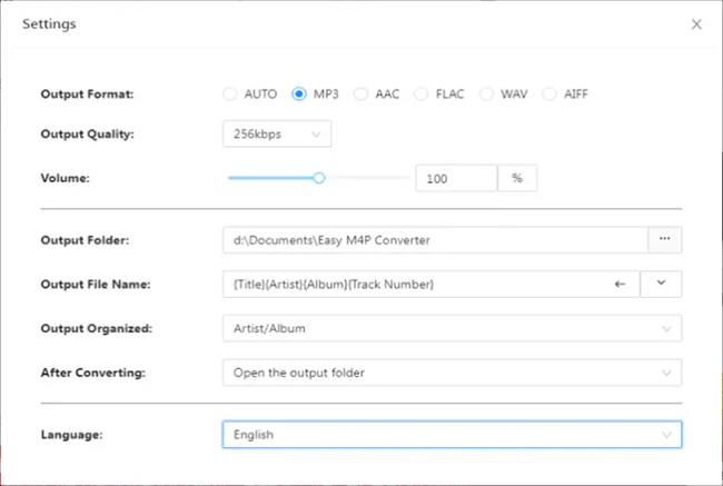 set apple music format as mp3 in easy m4p converter