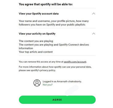 agree spotify pie chart to access your spotify account data