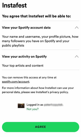 spotify instafest app access