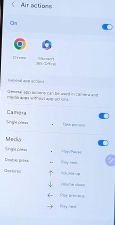 air actions on galaxy note