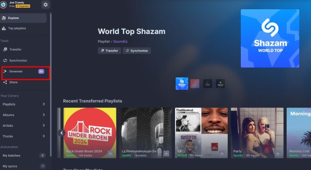 AI generated playlists with Soundiiz