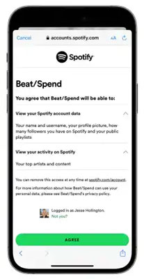 allow beatspend to access spotify listening history