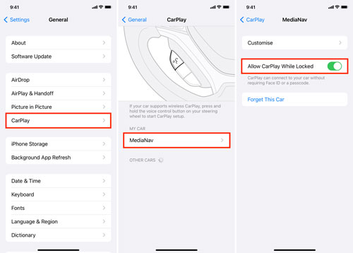 allow carplay while locked on iphone to make apple music carplay work