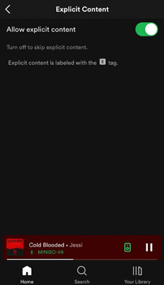 turn off explicit on spotify mobile