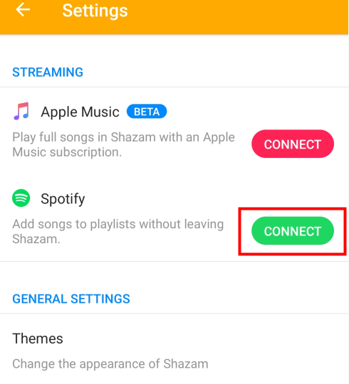 allow shazam connect to spotify