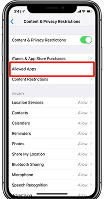 allowed apps iphone