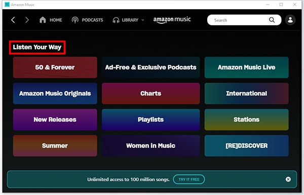 open listen your way on amazon music