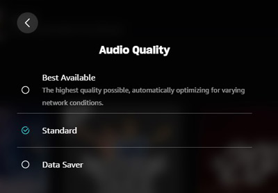 download amazon music in standard quality