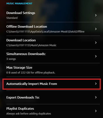 automatically import music to amazon music