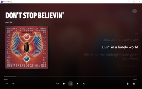 amazon music lyrics on pc