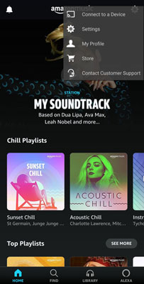 amazon music settings mobile