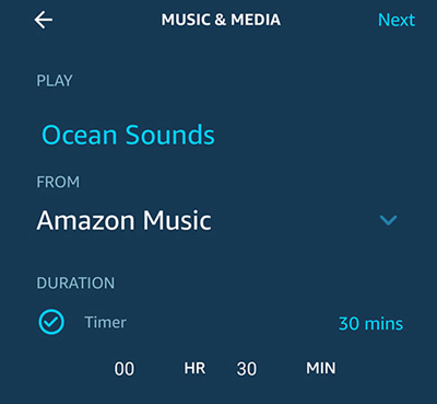 how to set a sleep timer on amazon music by alexa