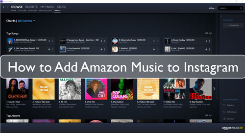 add amazon music to instagram