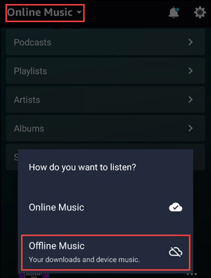 amazon music offline mode android