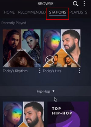 amazon music stations button