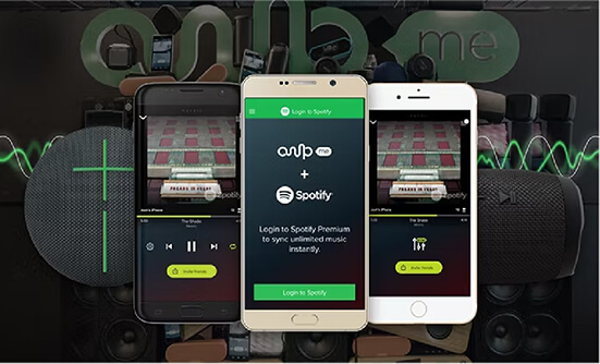 play spotify on multiple speakers via ampme