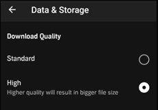 change audible download quality on android