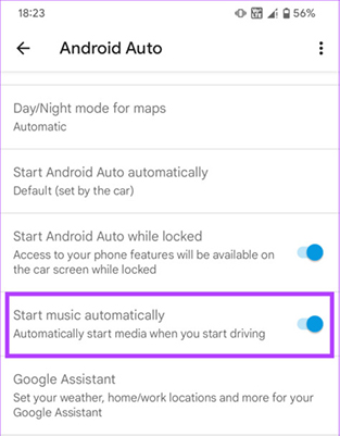 turn off start music automatically on android auto