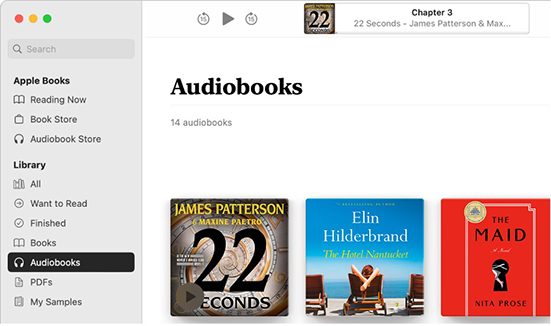 play audible on laptop via apple books