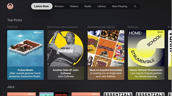 play apple music on apple tv by music app