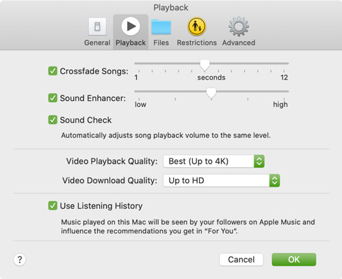 set apple music crossfade on mac by apple music app